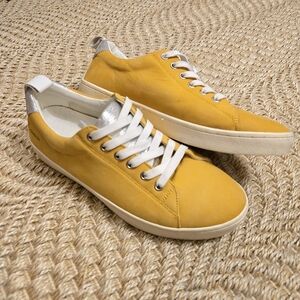 Fly London Mustard Yellow and Silver Athletic Shoes 39 8.5